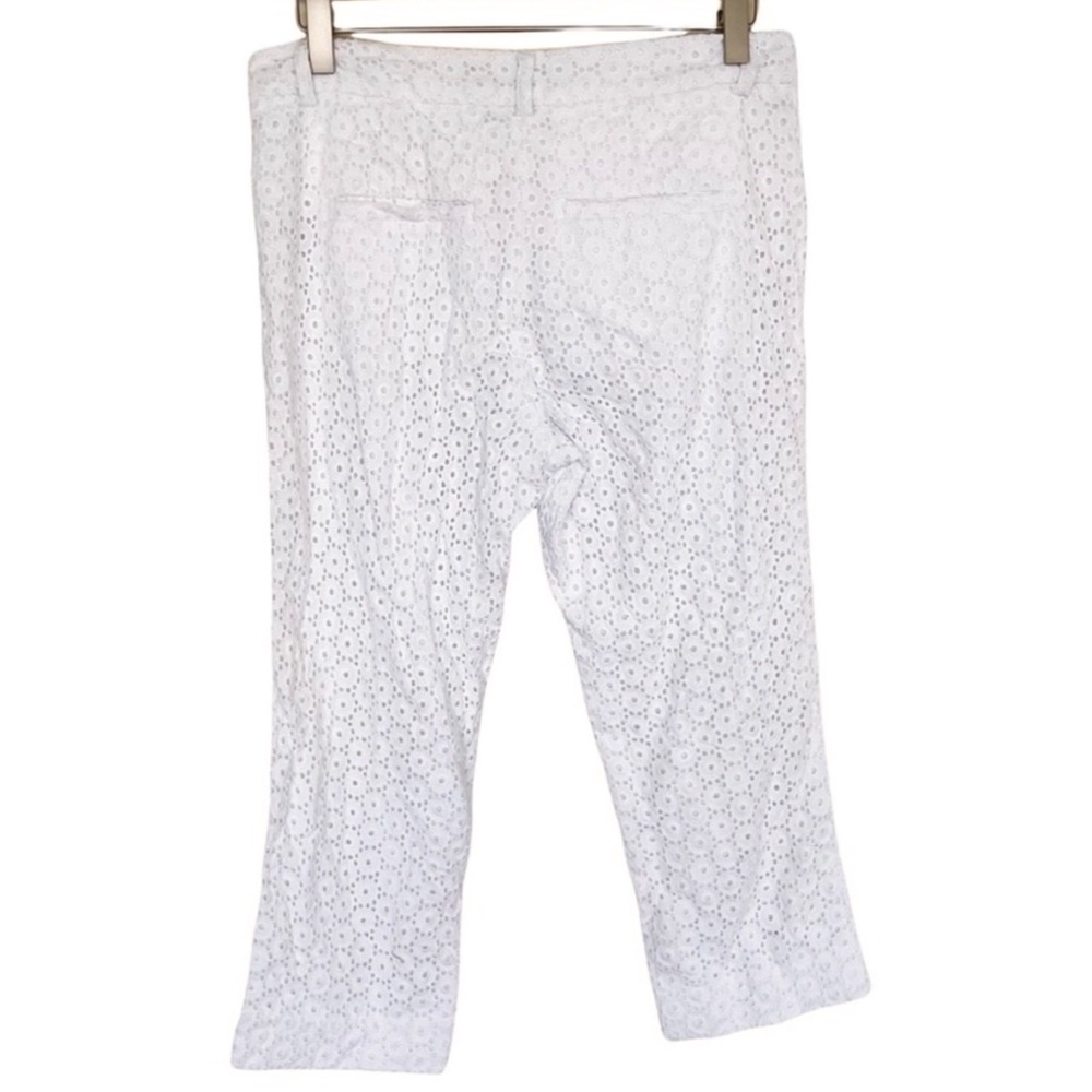 Anthropologie Cartonnier Charlie White Embroidered Eyelet Cropped Pant 8 - Picture 4 of 6